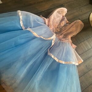 Ballet pink and blue mid length